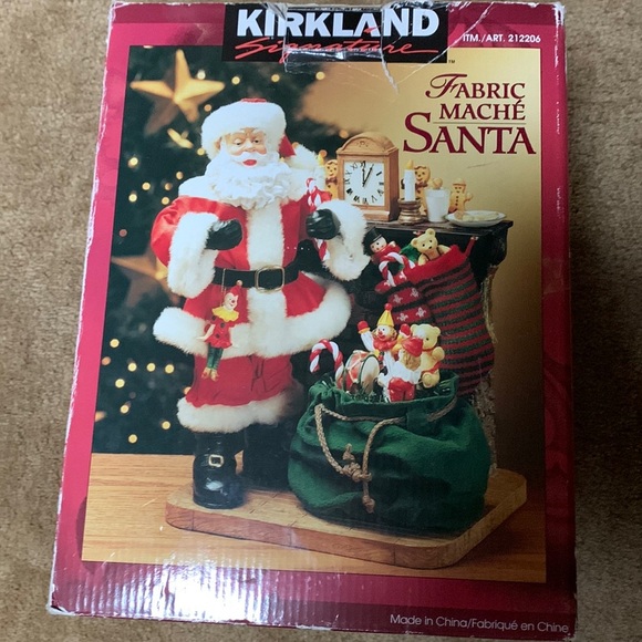 Kirkland Signature Fabric Mache Santa by the Fireplace Vintage - Picture 1 of 14